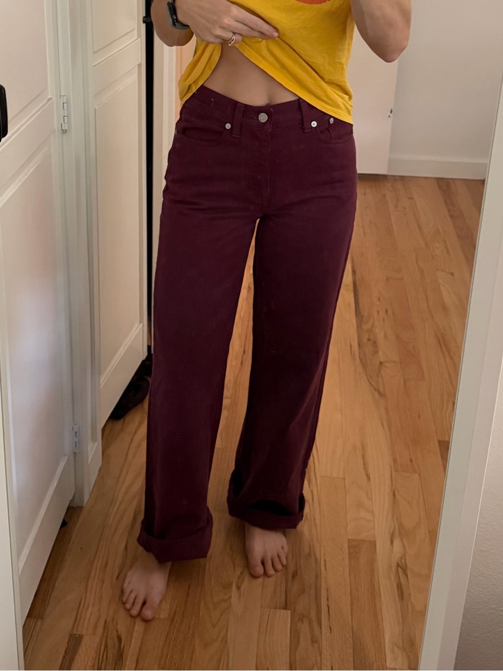 Women’s High-Rise Straight Jeans in Deep Burgundy